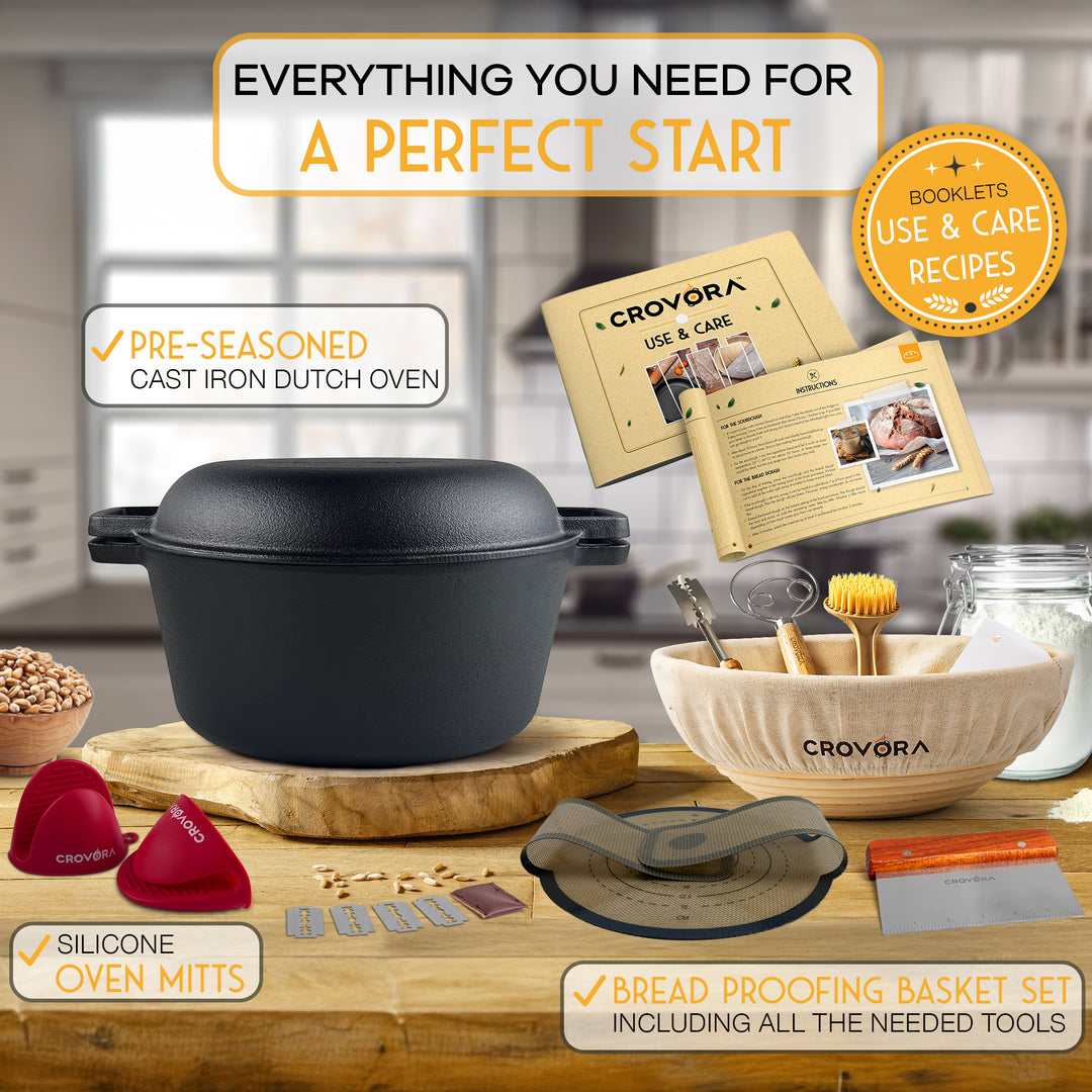 ULTIMATE BREAD MASTER KIT - PRE-SEASONED CAST IRON DUTCH OVEN