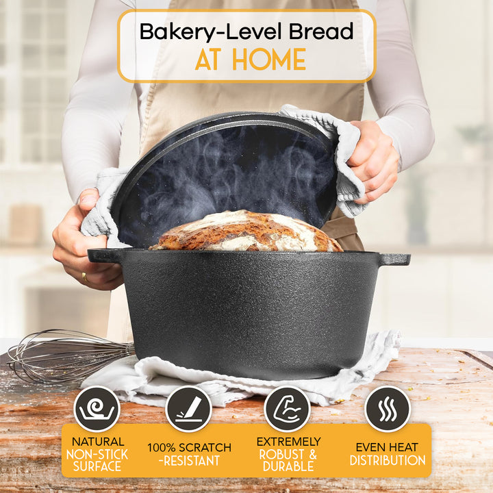 ULTIMATE BREAD MASTER KIT - PRE-SEASONED CAST IRON DUTCH OVEN